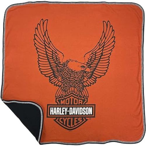 Harley-Davidson Baby Boys' Winged Eagle Receiving Blanket, Vintage Orange/Black