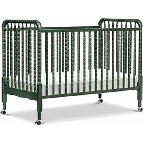 DaVinci Jenny Lind 3-in-1 Convertible Crib in Forest Green, Removable Wheels, Greenguard Gold