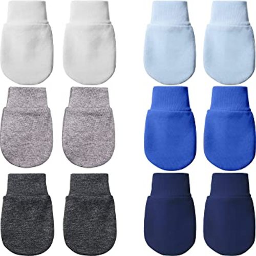 6 Pairs Newborn Baby Mittens No Scratch Gloves Infant Toddler Anti Scratch Essentials Unisex Cotton for 3-9 Months Girls Boys