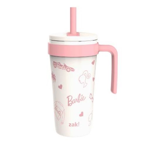 Zak Designs 18oz Barbie Stainless Steel Vacuum Fairway Straw Tumbler White