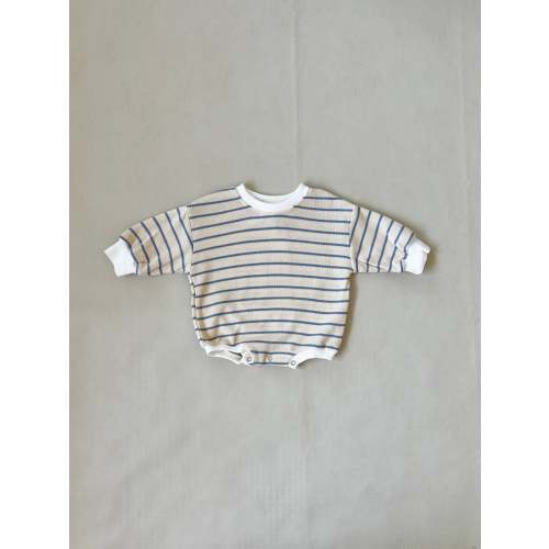 Mabel Stripe Cotton Bodysuit - Cream/Blue Stripe