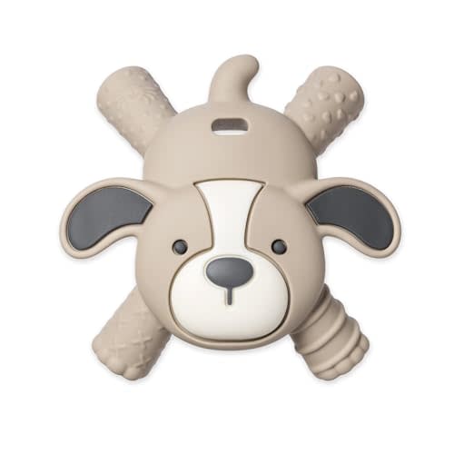 Itzy Ritzy - Ritzy Teether for Molars - Massages Sore Gums & Reaches Back Molars - Silicone Baby Teething Toy with Multiple Textures & Flexible Design - Teething Relief for 3 Months & Up (Puppy)