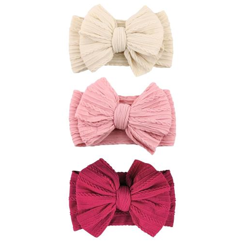 Baby Bows Headbands Nylon Hairbands Baby Girl Bows Hair Accessories for Infant Toddler Essentials(Beige Pink Red, mid)