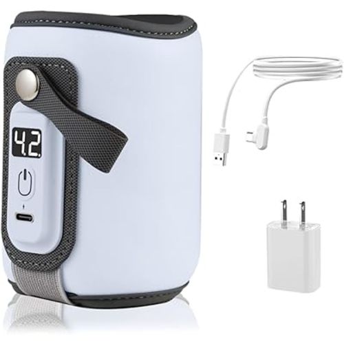 Bottle Warmer, Baby Milk Warmer with 5-Speed Temperature Control, Stable Constant Warming with LED Display, USB Powered with 18W Adapter, Suitable for Home and Travel (Blue-us)