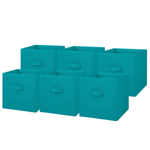 Mainstays Collapsible Cube Fabric Storage Bins (10.5" x 10.5"), 6 Pack, Teal Sachet