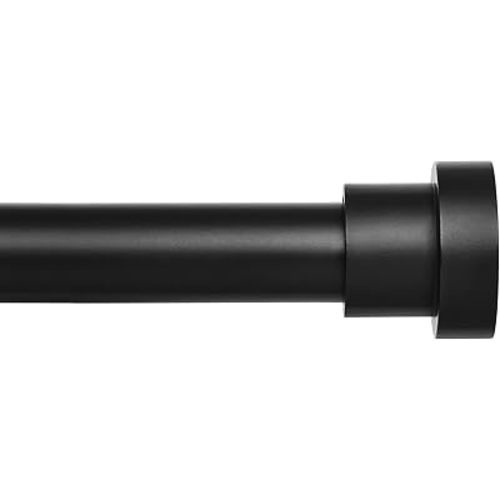 Briofox Black Curtain Rods for Windows 48 To 84 Inch-1 Inch Heavy Duty Adjustable Curtain Rod With Modern Decorative End Cap Finials WIth Brackets【NOT TENSION ROD】