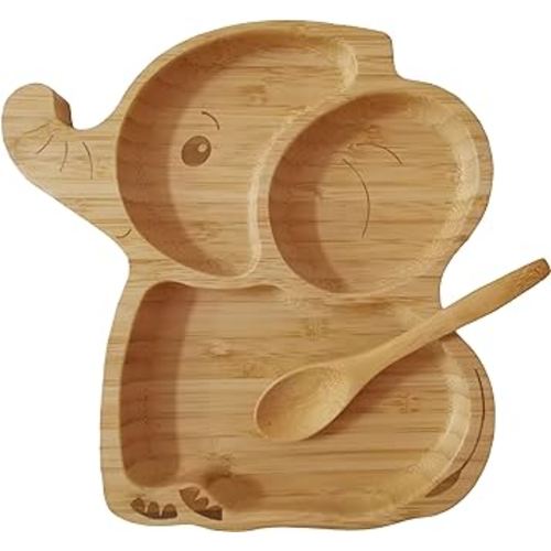 Bamboo Baby Plates for Snacks,Baby Essentials Of Toddler Plates,Eco-Friendly Cute Elephant Design baby Feeding Supplier