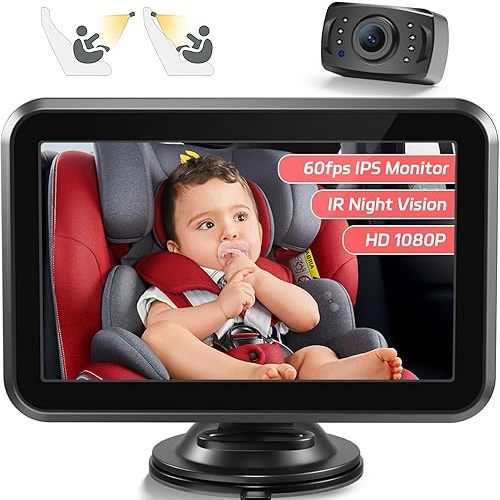 Itomoro Baby Car Camera, 4.3'' 1080P Night Vision Car Baby Mirror with Camera 5 Mins Easy Installation Crystal Clear Wide View for Rear Facing Seat ACZ407