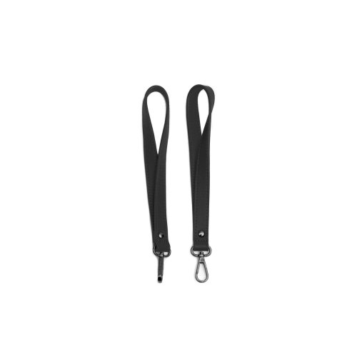 Mina Baie Leather Stroller Hooks - Black/Gun Metal