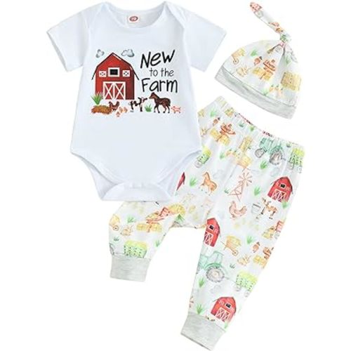 FIOMVA Newborn Baby Clothes Boy Funny Letter Short Sleeve Onesie Romper+Long Pants Set Infant Summer Outfits