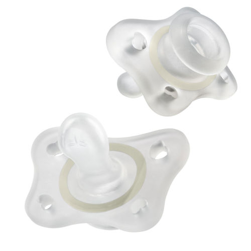 PhysioForma Glow in the Dark Mini Orthodontic Silicone Pacifier 2-6m 2pk - Clear