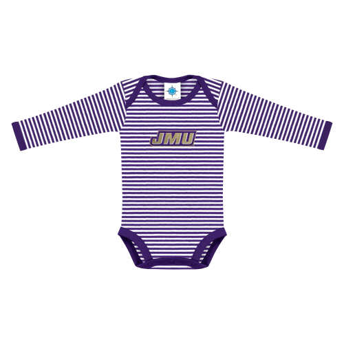 James Madison Dukes Stripe Long Sleeve Bodysuit | College Baby
