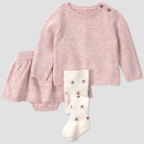 Carter's Just One You® Baby Girls' Long Sleeve, Skirt, and Tights Sweater Set - Pink 3M