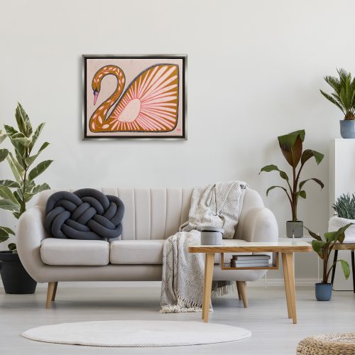 Stupell Boho Patterned Swan Framed Floater Canvas Wall Art Design by Birgit Maria Kiennast