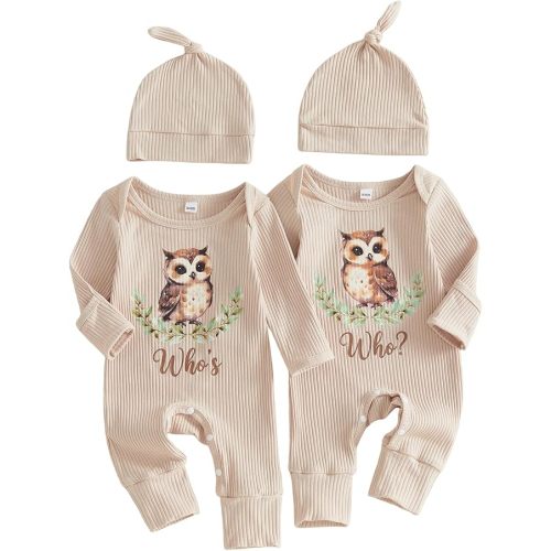 Newborn Baby Boy Girl Twins Matching Outfits Knit Romper Jumpsuit
