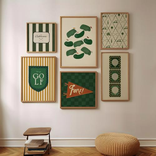 Vintage Golf Nursery Art Prints, Printable Gallery Wall Set of 6, Sports Nursery Decor, Golf Wall Art for Boy Room Decor, Digital Download