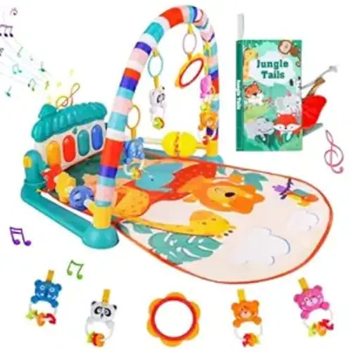 VZO Baby Gyms Play Mats, Baby Play Gym Floor Play Mat, Baby Tummy Time Play Mat, Activity Gym Mat, Piano Gym Baby Mat, Play Mats for Babies and Toddlers 0-3-6-12 Months (Green)