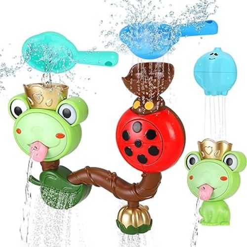 Amazon.com: Bath Toys for Toddlers 1-3 ,Bath Tub Toys for Kids Age 1 2 3 4 5 6 Years Old, Baby Bathtub Spin Wall Toy, Frog Bath Toys, Fill and Flow Pipe Water Toys ,Girls Boys Birthday Gift Color Box : Toys & Games