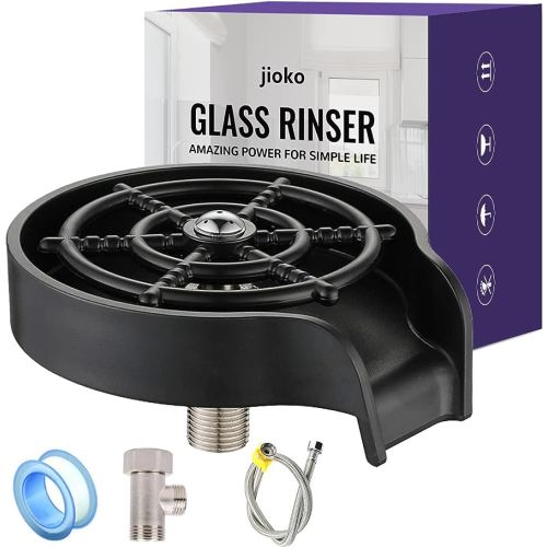 Kitchen Sink Glass Rinser,Faucet Bar Glass Rinser,Bottle Washer,Kitchen Sinks Accessories,Cup Cleaner for Bottle,Glass Cleaner Sink Attachment,Matte Black