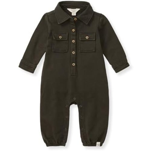 Burt's Bees Baby Baby Boys Jumpsuit, 100% Organic Cotton One-piece, Long Sleeve Button Down Coverall