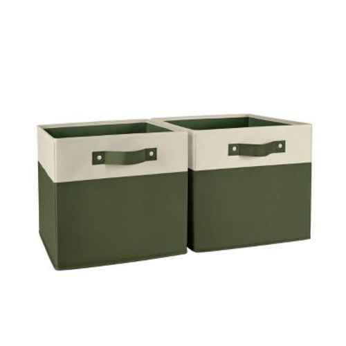 RiverRidge Kids' 2pc Two-Tone Collapsible Cube Fabric Storage Bins with Handles for Playroom Organization