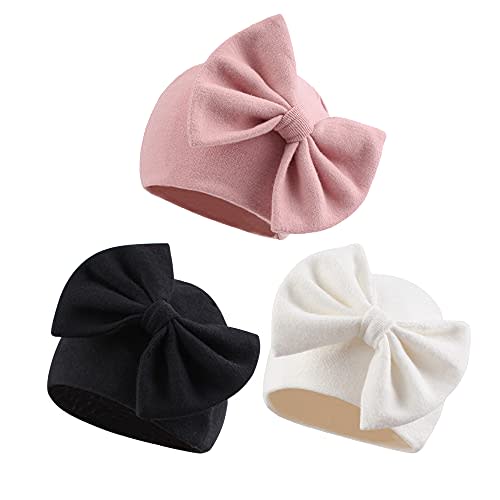 Bamery Newborn Baby Girl Hat Cotton Baby Bow Beanie Preemie Hats Spring Infant Hats for Girls 0-12 Months