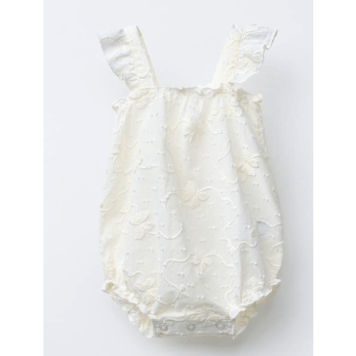 EMBROIDERED BUTTERFLY ROMPER - Ecru | ZARA United States | 0-3 months