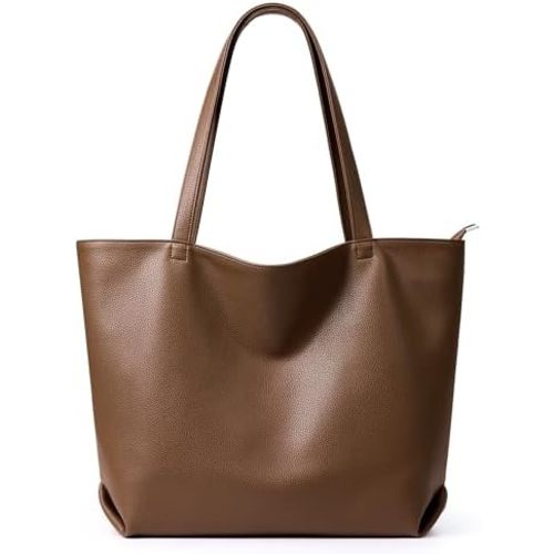 WLLWOO Soft Vegan Leather Tote Bag for Women Large Casual Hobo Handbags Zipper Shoulder Work Daily Weekender Travel Purse