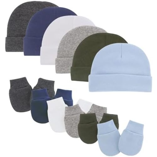 Baby Hats with Scratch Mittens Set Boys Girls Cute Infant Beanie Caps Unisex Newborn Hospital Hats for Baby