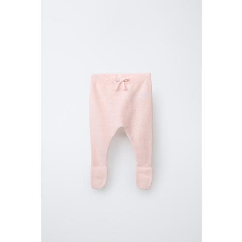 BOW KNIT FOOTED LEGGINGS - Pink | ZARA United States