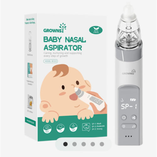 GROWNSY Nasal Aspirator for Baby, Electric Baby Nose Sucker with Larger Suction Chamber and More Powerful Suction, Automatic Nose Cleaner with Music and Light Soothing Function