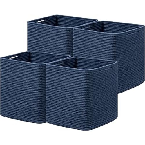 joybest 11inch Cube Storage Bins, Cotton Rope Woven Organizer Basket
