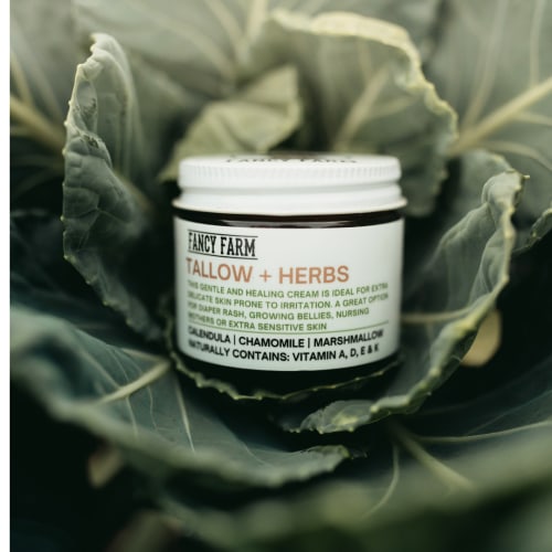 Tallow + Herbs Cream (Calendula, Chamomile and Marshmallow Root Infused Tallow) 2oz Jar