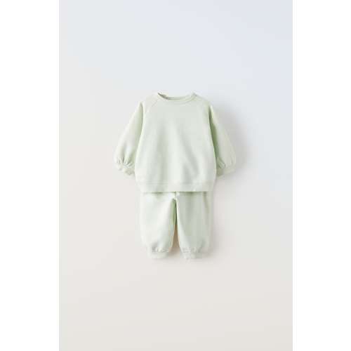 PLAIN SWEATSHIRT AND PANTS PLUSH MATCHING SET