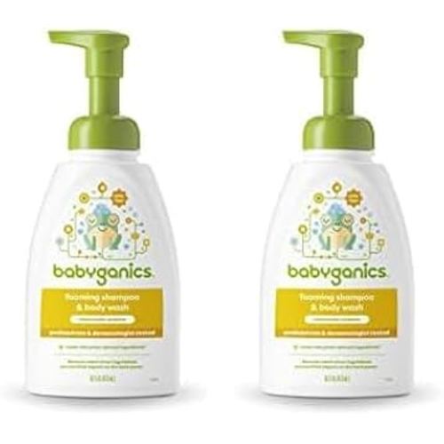 Babyganics Baby Shampoo + Body Wash Pump Bottle, Chamomile Verbena, Non-Allergenic and Tear-Free, 16 Fl Oz, Packaging May Vary (Pack of 2)
