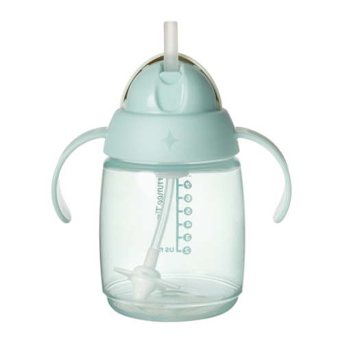 Tommee Tippee Weighted Straw Cup, 10oz, 6 Months+, Easy Transition Toddler Cup, Silicone Weighted Straw and Easy-hold Handles, Mint, 1 count