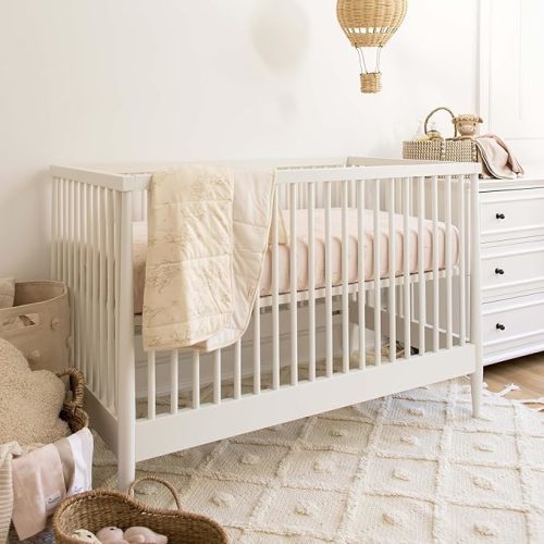 Burt's Bees Baby Essential Organic Cotton Fitted Crib Sheet, Breathable for Boy Girl Standard Crib & Toddler Mattresses