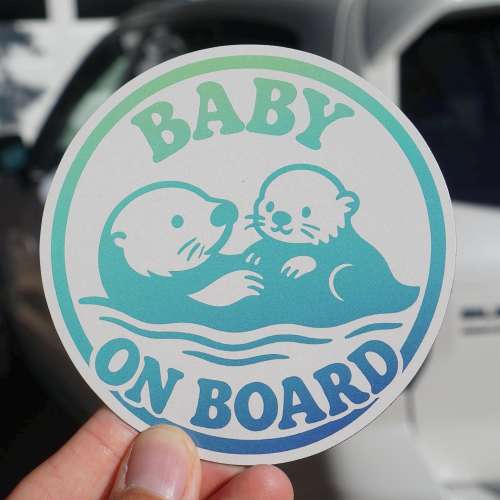 Otter Mom & Baby 'Baby on Board' Car Magnet – Waterproof, Eco-Friendly