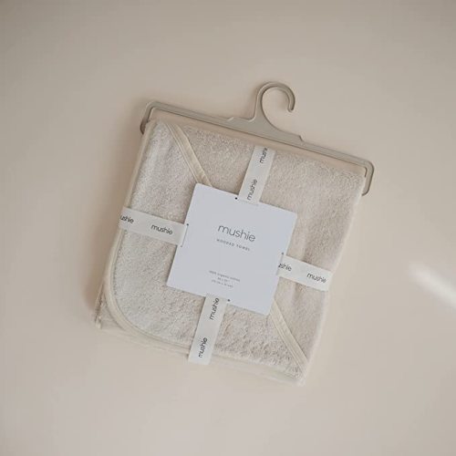 mushie Baby Hooded Towel | Organic Cotton (Fog)