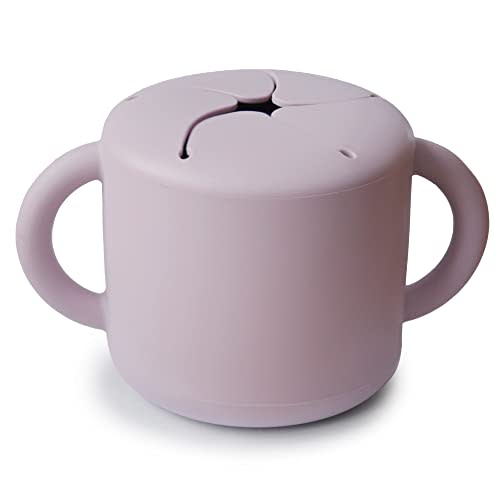 mushie Silicone Snack Cup | Spill Proof Food Container for Toddler and Baby (Soft Lilac)
