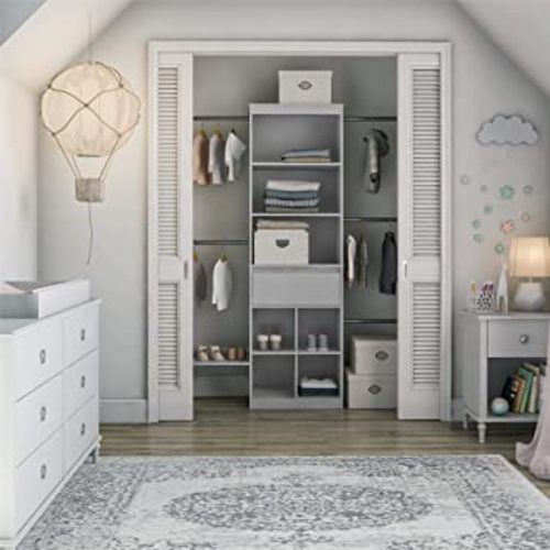 Little Seeds Grow with Me Adjustable Kids’ Closet Organizer System, Dove Gray