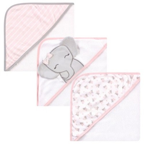 Hudson Baby Infant Girl Cotton Rich Hooded Towels, Cute Elephant, One Size