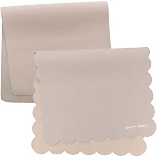 Vegan Leather Baby Changing Mat Bundle | Grey Rectangular and Scallop Edge