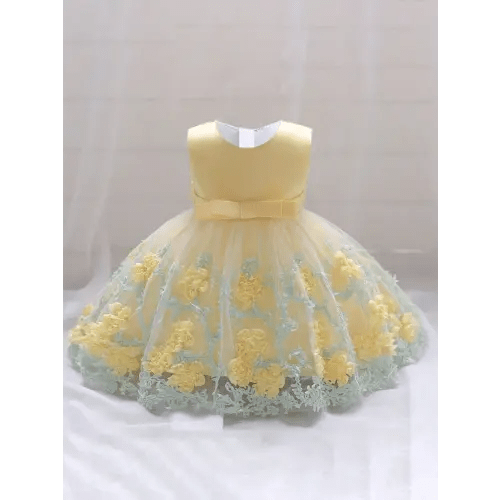 Baby Girls' Patchwork Applique Tulle Princess Party Dress, Suitable For Birthday & Holiday | SHEIN USA