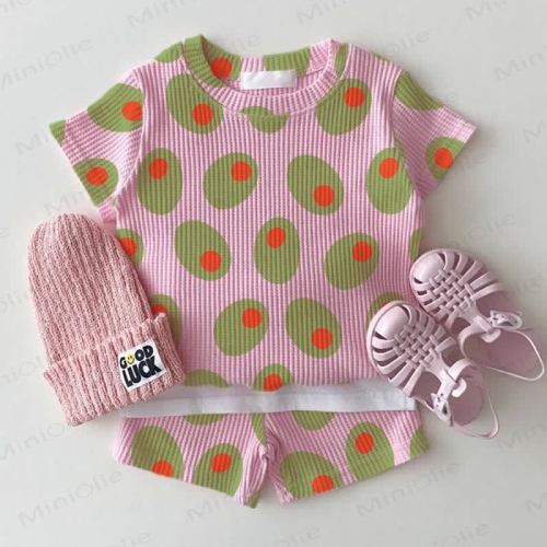 Baby Olives Pink Waffle 2-piece Set