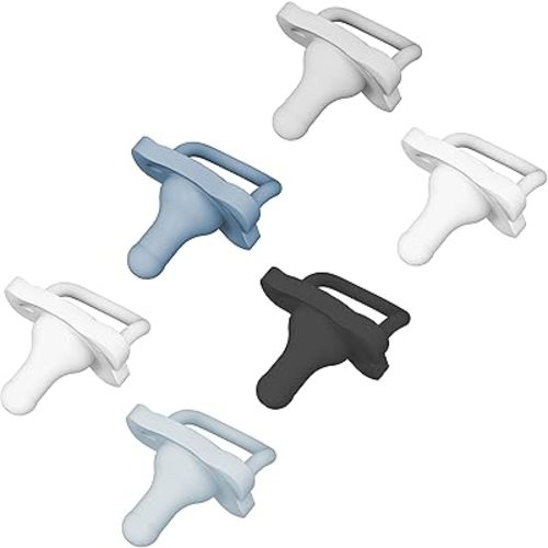 Dr. Brown's HappyPaci 100% Silicone, Newborn Baby Pacifiers 0-6 Months, BPA Free, White, Blue, Light Blue, Black, and Cool Gray 6 Pack