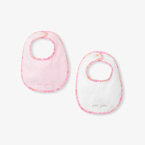 Set of 2 baby girl terry bibs