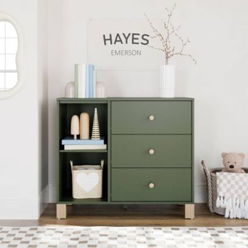 Storkcraft California 3 Drawer Combo Dresser - Olive/Driftwood