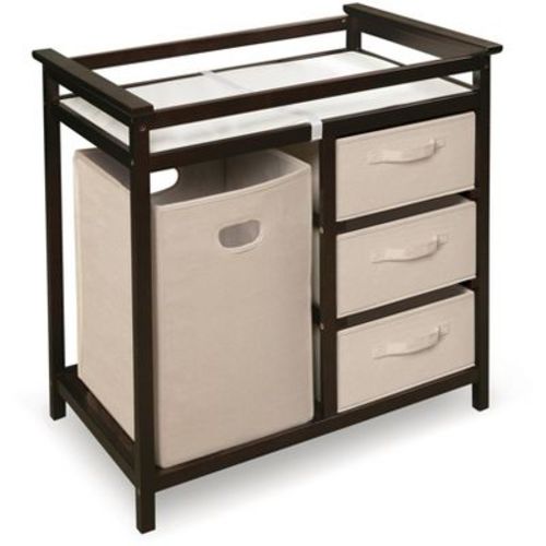 Badger Basket Modern Baby Changing Table with Hamper and 3 Baskets