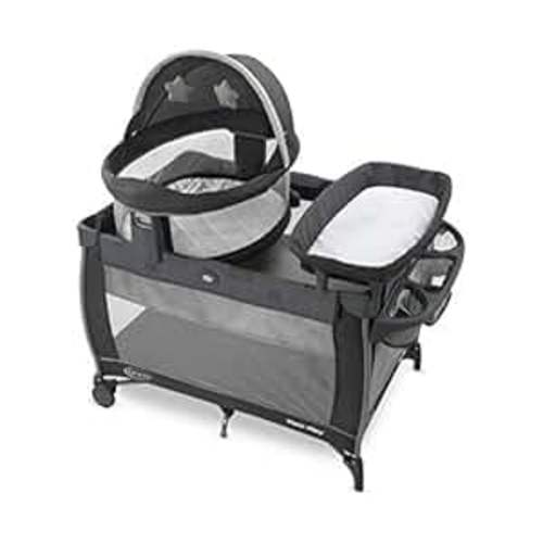 Graco Pack n Play Dome LX Playard with Baby Bassinet, Lightweight Portable Crib, Push-Button Fold Travel Crib, Redmond, Convertible